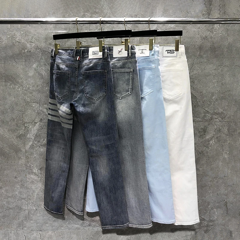 TB THOM Men's Pants New Jeans Homme Casual Designer Luxury Korea Fashion Jeans Brand Straight Jeans For Men TB Trousers