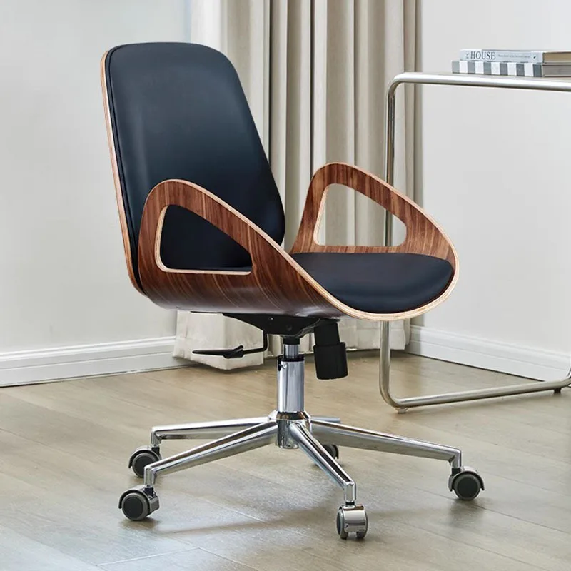 Chaise de Bureau Ergonomique en Cuir Confortable, Mobilier de Luxe