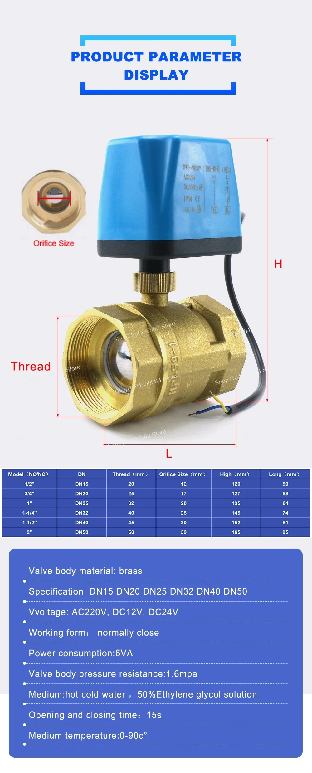 Smart 1/2 "3/4" 1 "2" Valvola a sfera motorizzata normalmente chiusa 220V 12V 24V Elettrovalvola elettrica in ottone a 2 fili DN15 DN20 DN25 DN32