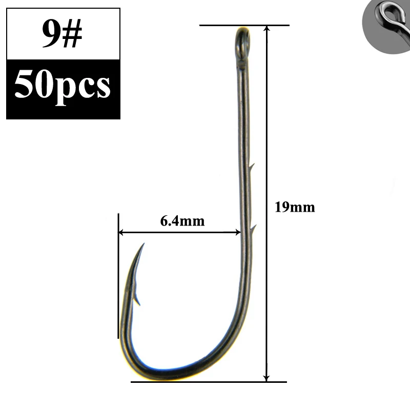 50 pz amo da pesca con gambo lungo 1 #-12 # ami da pesca in acciaio ad alto tenore di carbonio affilato spinato Offset stretto gancio per esche amo