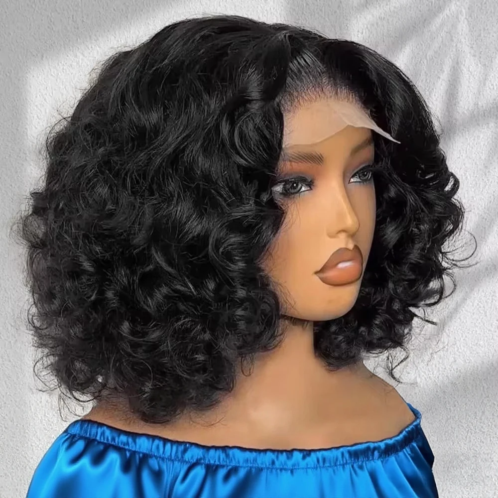 250 Density Body Wave Glueless Bob Wigs For Women Ready To Go Water Wave Human Hair Wig PrePlucked 13x6 HD Lace Frontal Wig