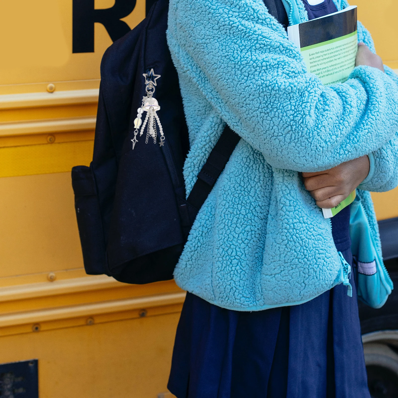 

Jellyfish Keychain for Girl with Beads Pendant Charm for Handbag Backpack Car Keys Decor Kawaii Cute