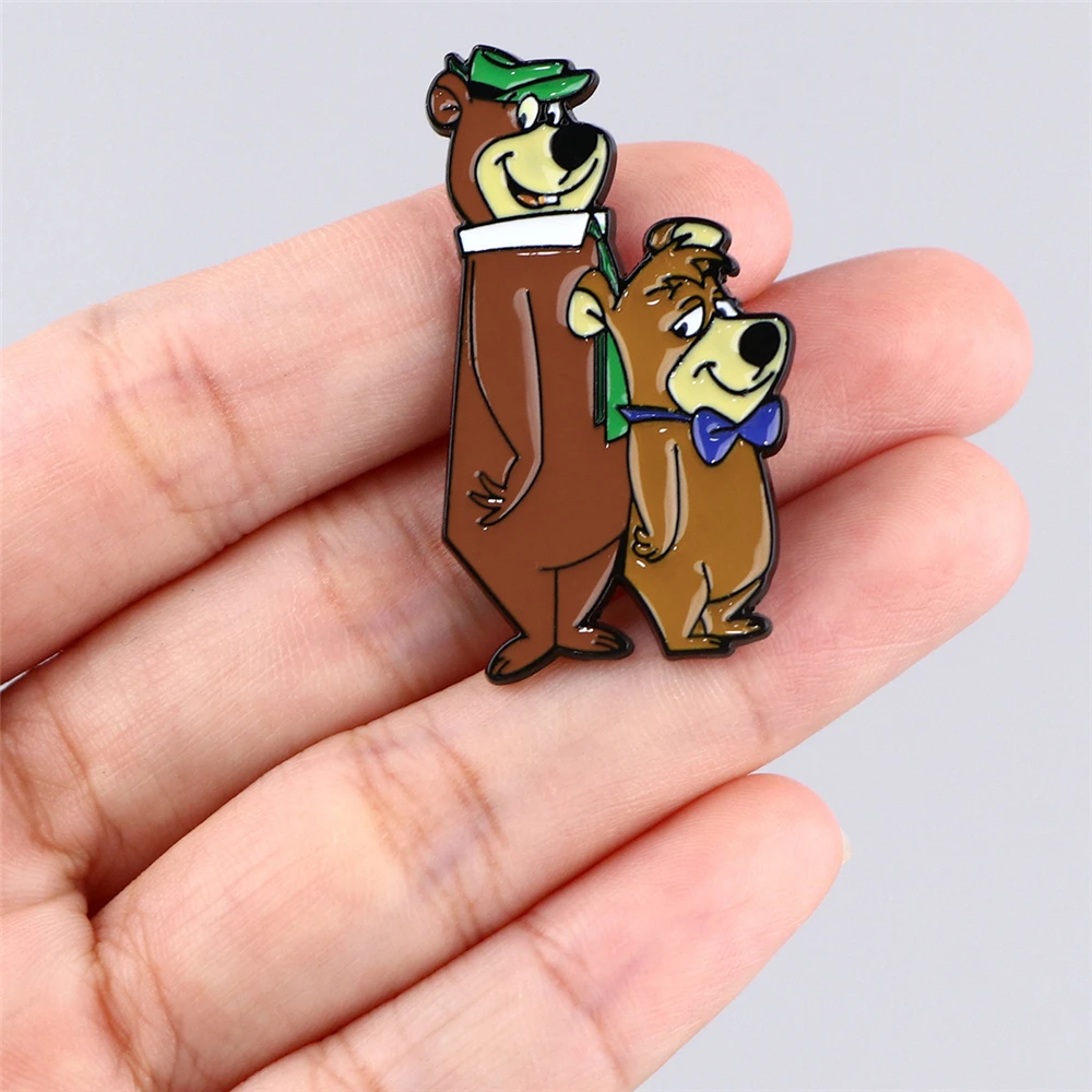 Anime Yogi Bear Cosplay Costume Props Metal Badge Lapel Pin Alloy Backpack Brooch Accessories