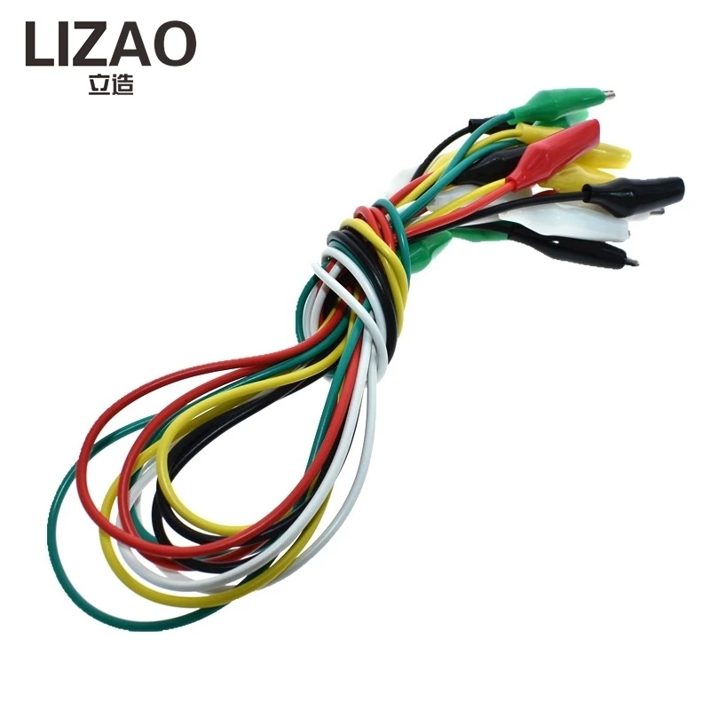 LIZAO 10PCS 50CM Alligator Clip Test Jumper Wires Double-ended Crocodile Clips Electrical DIY Testing Lead Cable