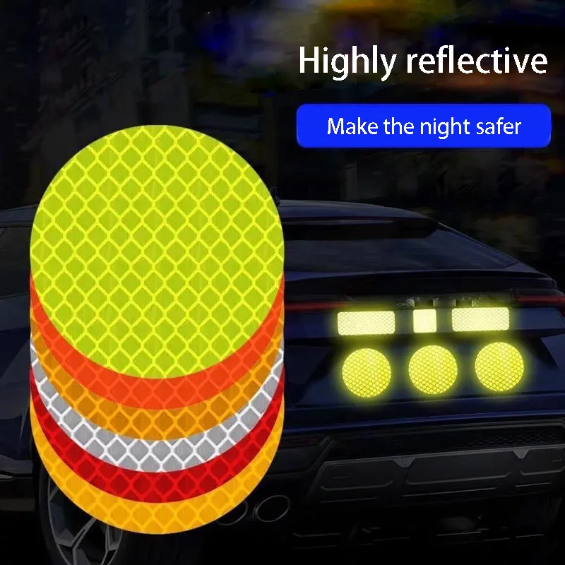 

Round Reflective Sticker Safety Warning Decal For Motorcycle Tail Box Car Bicycle Helmet Night Visibility Reflective Decals