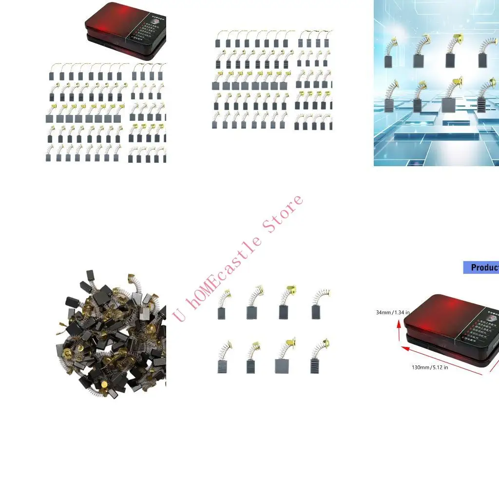 

63HF Pack of 80 High Conductivity Carbon Brushes for Power Tool in Various Size Metal Case 103#,153#,303#,21#,43#,44#,411#,