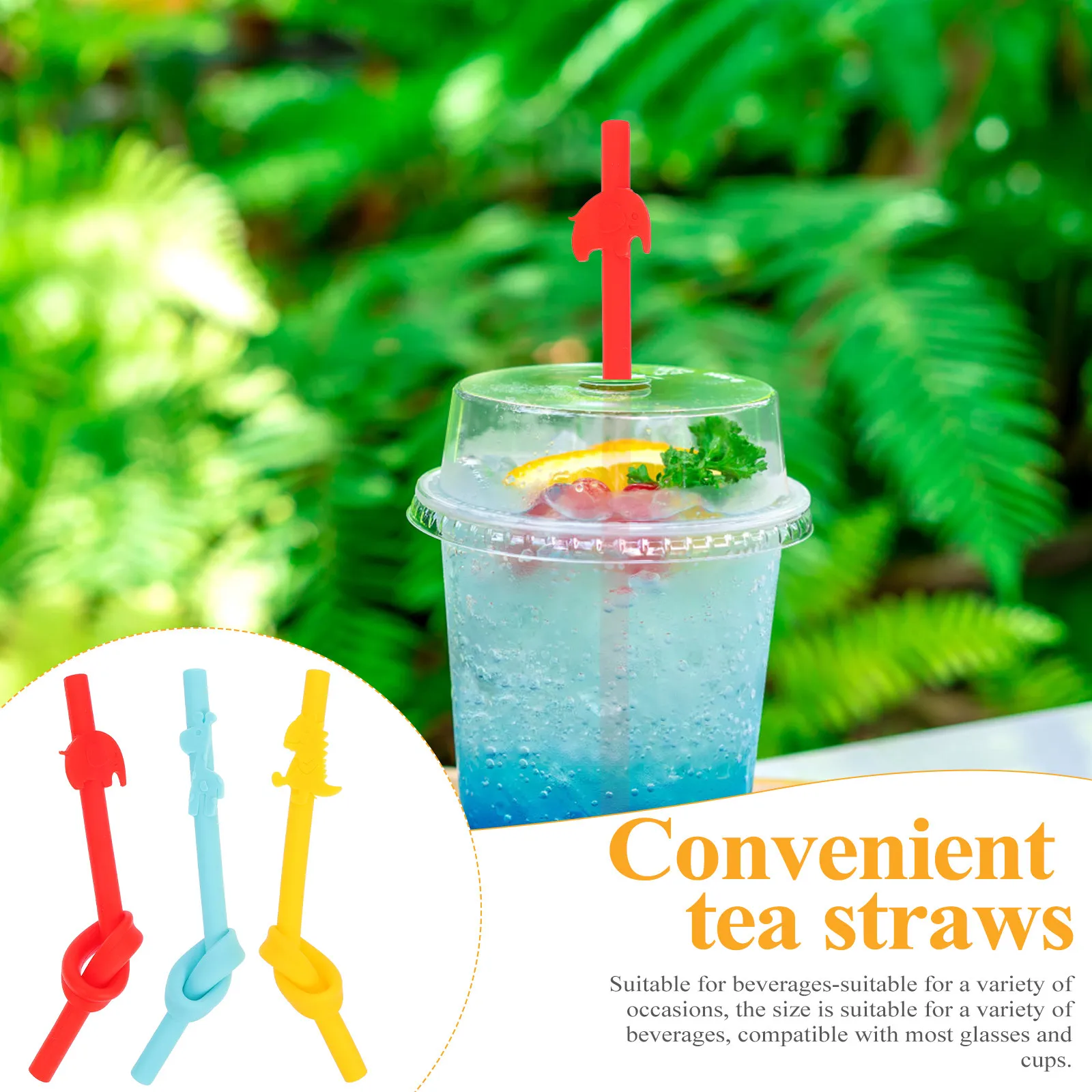 3Pcs Silicone Straws Large Diameter Even Rice Paste Suction Smooth Safe for Lips Portable Compact Lovely Juice Water Straws