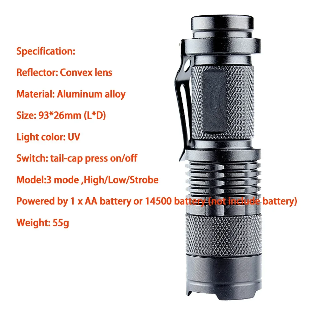 Mini 9/21LED UV Flashlight Ultra Violet Light Ultraviolet Lamp Flashlight Ultra Violet Invisible Ink Marker Torch battery Light