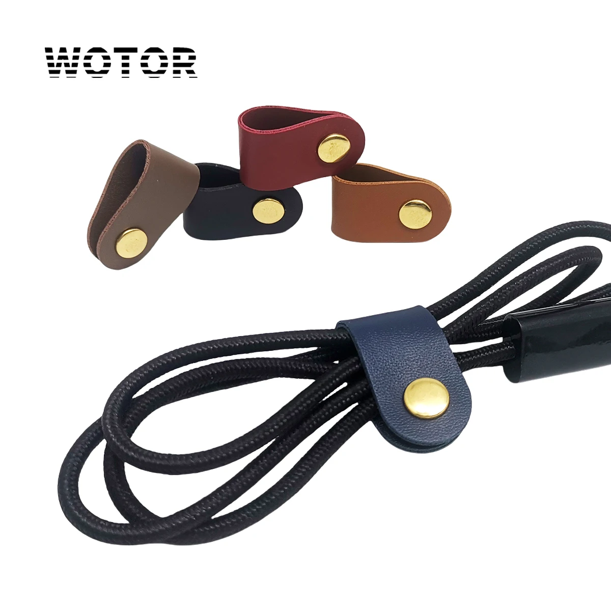 

WOTOR Snap Closure Leather Data Line Earphone Cord Winder Bag Buckle Wallet Hasp Clasp Buckle Leather Cable Protector Clips Cord
