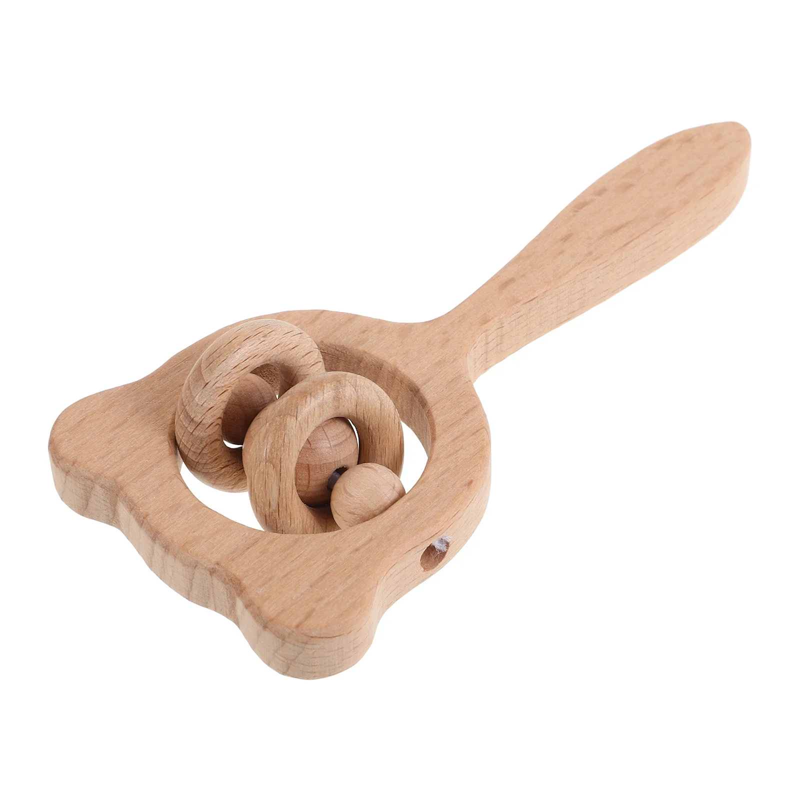 Baby Wooden Rattle Multi-Functional Hand Bell Infant Durable Shaking Instrument Wood Rattle Teether Montessori Baby