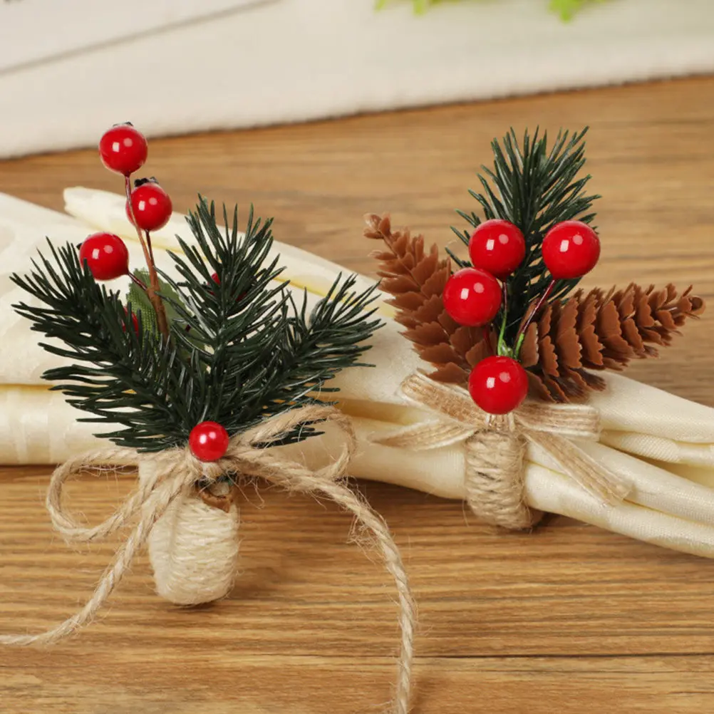 2Pcs Xmas Napkin Buckles High Quality Creative Style Noble Elegant Brief Beauty Holiday Home Decors Napkin Buckles