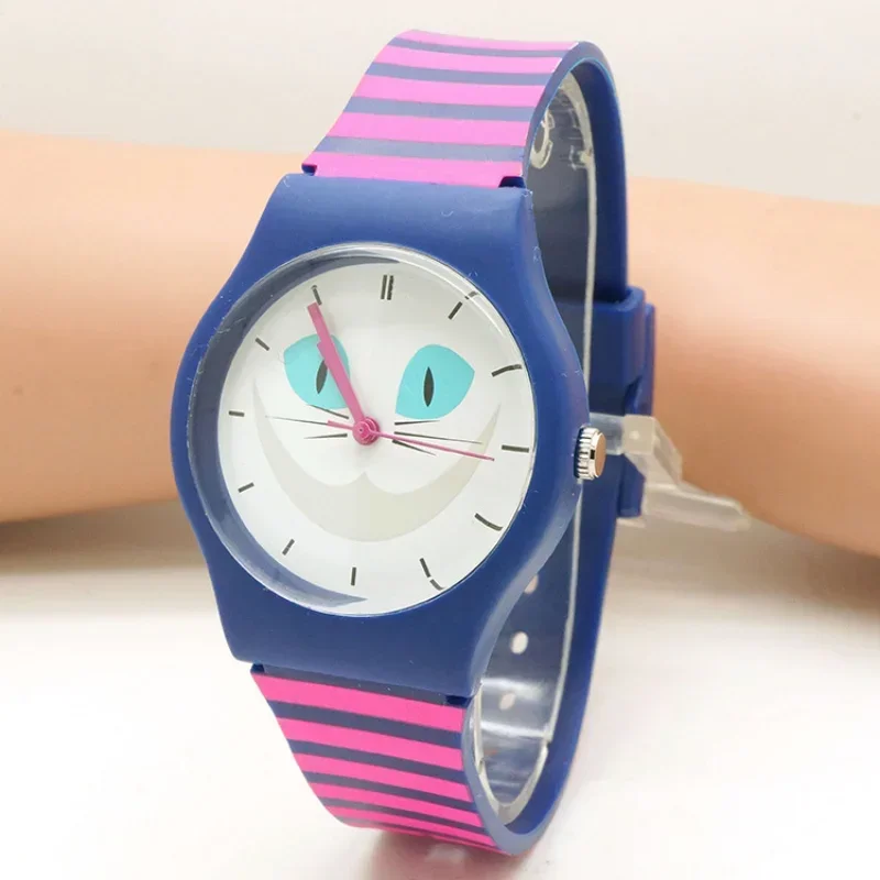 WIcomparaisons S-Montre-bracelet en silicone étanche pour femme, montres de sport à quartz, motifs de chats de loisirs, mode décontractée, marque de dessin animé