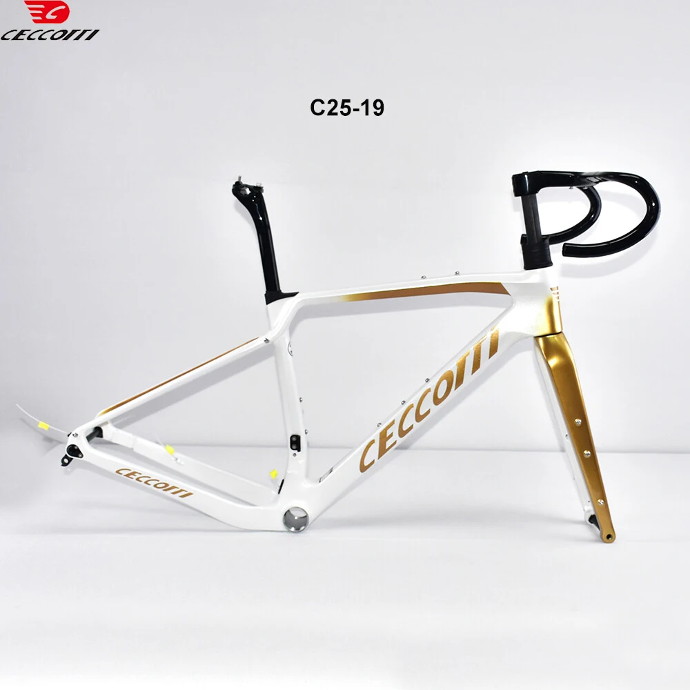 CECCOTTI New Arrival Gravel Frame T47 thread BB And Dsic Brake Bike Frame Full Hidden Cable GRAVEL FRAMESET