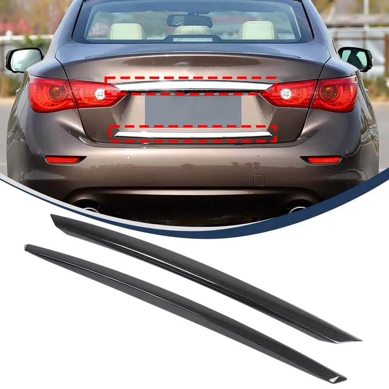 

For 2015-2017 Infiniti Q50 real carbon fiber trunk tailgate trim strip rear tailgate sticker car exterior accessories