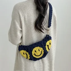 DIY Handmade Hooked Cute Smiling Face Dumpling Bag Cross Body Waist Bag Wallet Friend Birthday Gift Finished Product