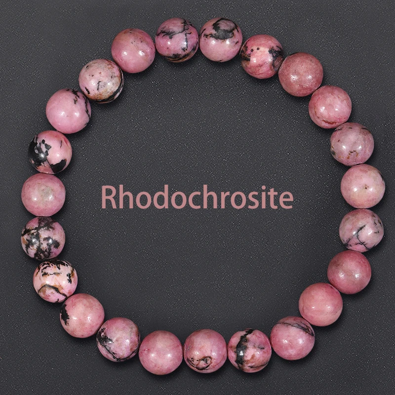 Rhodonite Beaded Bracelets, Men Women Natural Energy Stone Beads Stretch Bracelets, Yoga Healing Gem Beads Bangle ,Jewelry Gifts