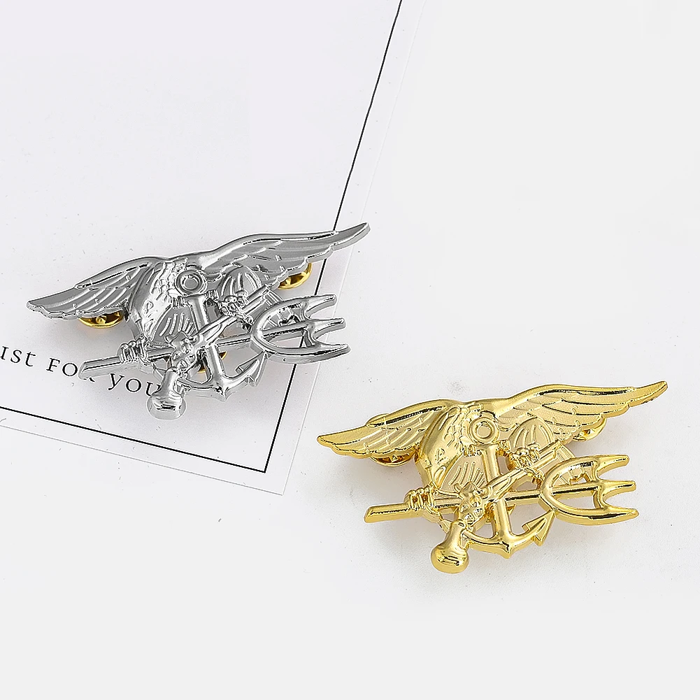 1pc Metal 3D Eagle Trident Anchor Brooch Badge Fashion American Style Clothing Jewelry for Coat Backpack Decor Pin Accessories