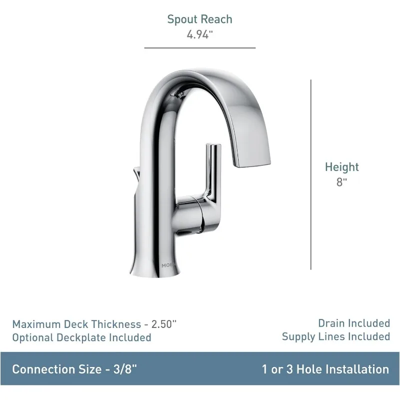 Doux Matte Black One-Handle High Arc Laminar Stream Bathroom Faucet, Contemporary Single Hole Bathroom Sink Faucet