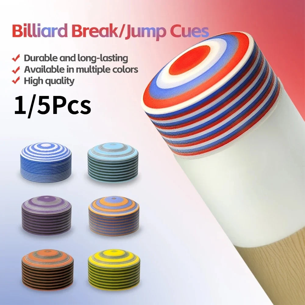 1/5Pcs 14mm Multi-layer Break Jump Cue Tips Colorful Fiber Tips for Pool Game Cue Billiards Accessories Super Hard