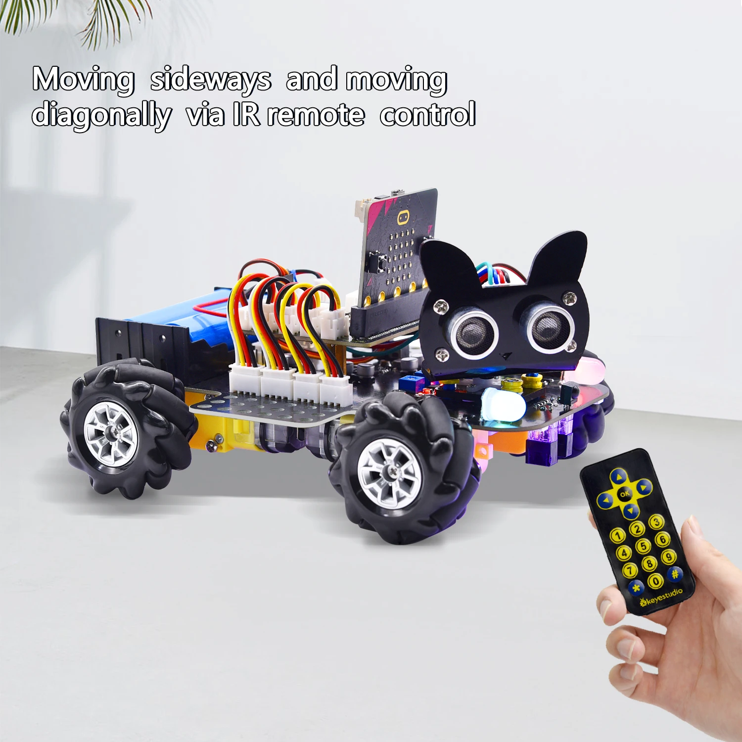 Keyestudio Micro:Bit V2 4WD Mecanum Wheel Robot Car Kit  For Microbit STEM Learning Makecode &Python Programming DIY Electronic