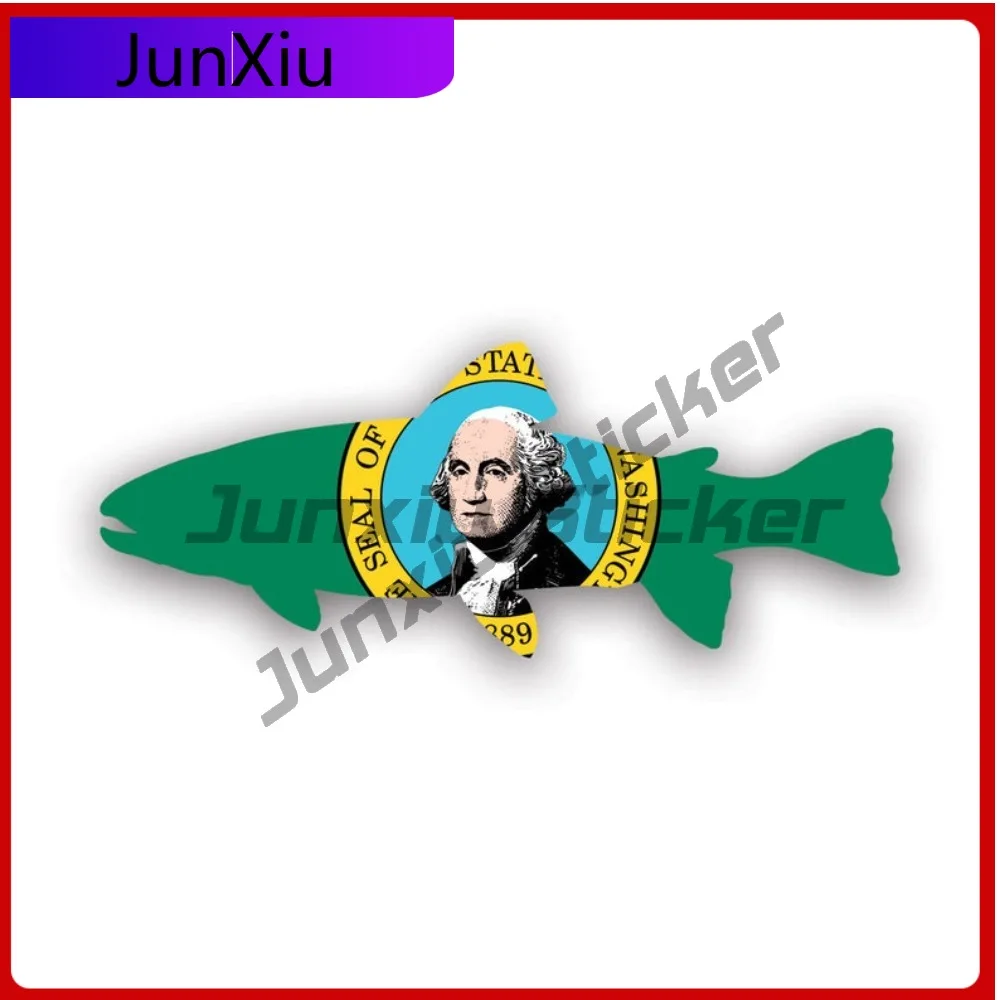 

Wild Washington State Shaped Trout Sticker Decal American Made Uv Protected Wa Fly Fishing Playful Fish Fishers Freshwater