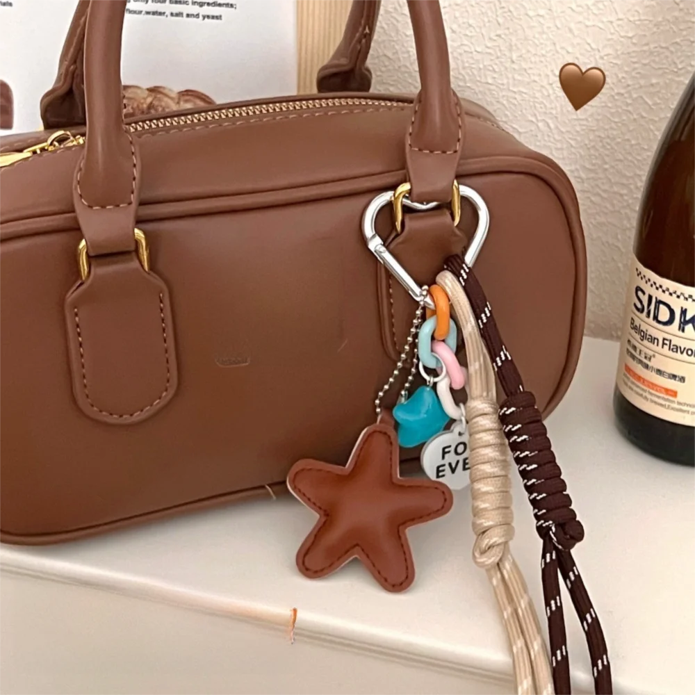 

Новый плетеный веревочный брелок со звездами, ручная работа, пряжка в форме сердца, ремешок для мобильного телефона, сумка Y2K, подвески, подарки