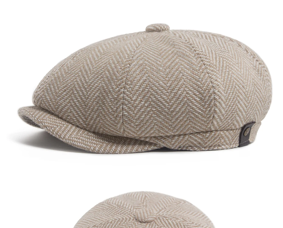 Neue Retro Fischgräten Zeitungsjunge Mütze Für Männer Herbst Winter Warme Baskenmütze Frauen Mode Vintage Hut Hip Hop Weibliche Flache Kappen Berets – Detail 8