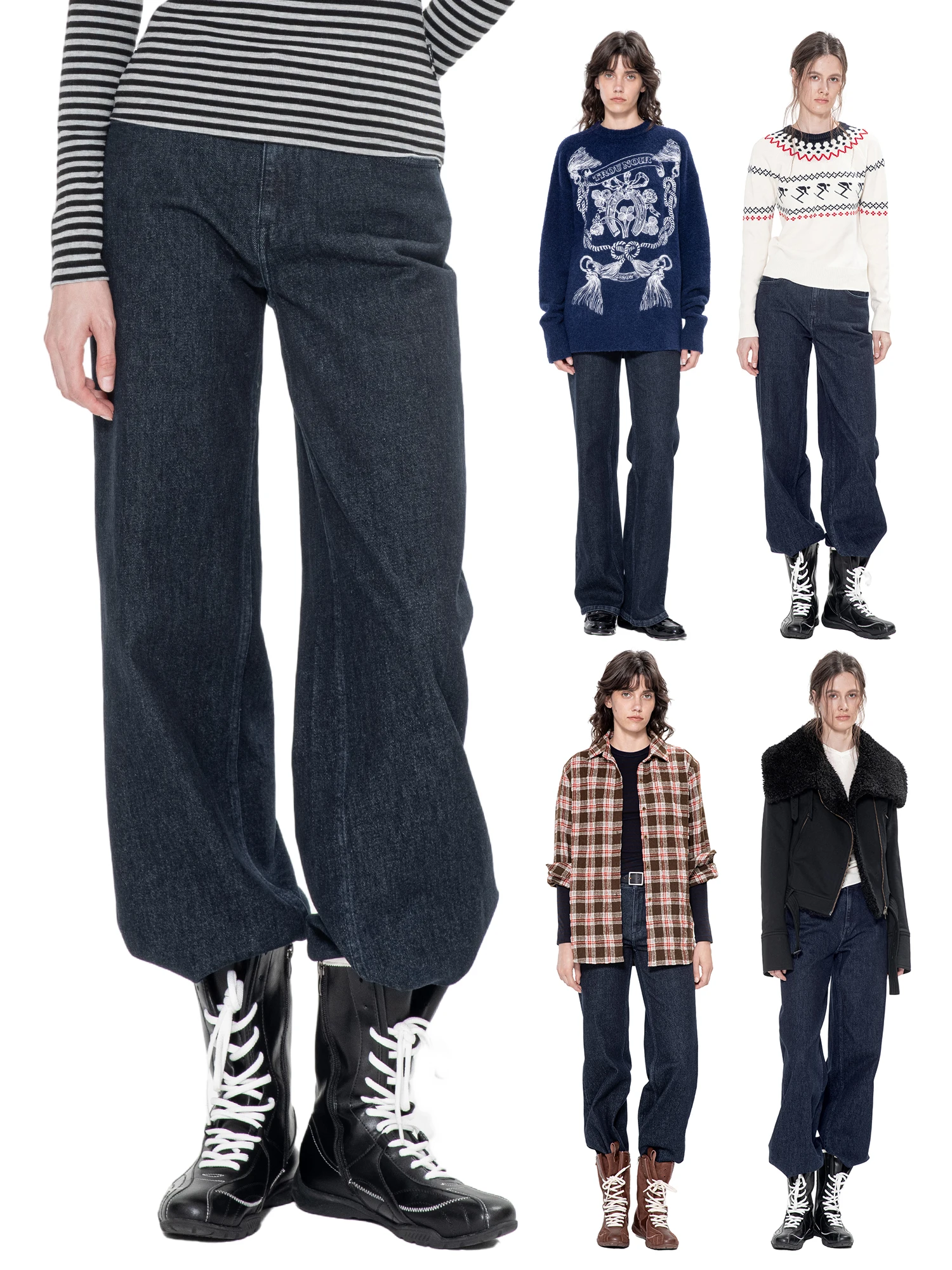 

Джинсы Bla Hole 2025: осенне-зимние женские свободные джинсы с широкими штанинами, эластичные, прямого кроя, из хлопкового денима, Cleanfit Sle