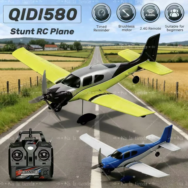 QIDI580 Stunt RC Aliante Aereo 4CH 2.4G Aereo senza spazzole telecomandato Schiuma EPP Ad ala fissa Modello di aereo Giocattoli per bambini 10