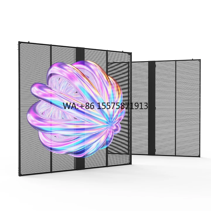 

Прочный Прозрачный светодиодный дисплей, прозрачный пленочный экран P3.9-7.8, прозрачный гибкий светодиодный дисплей для торговых центров