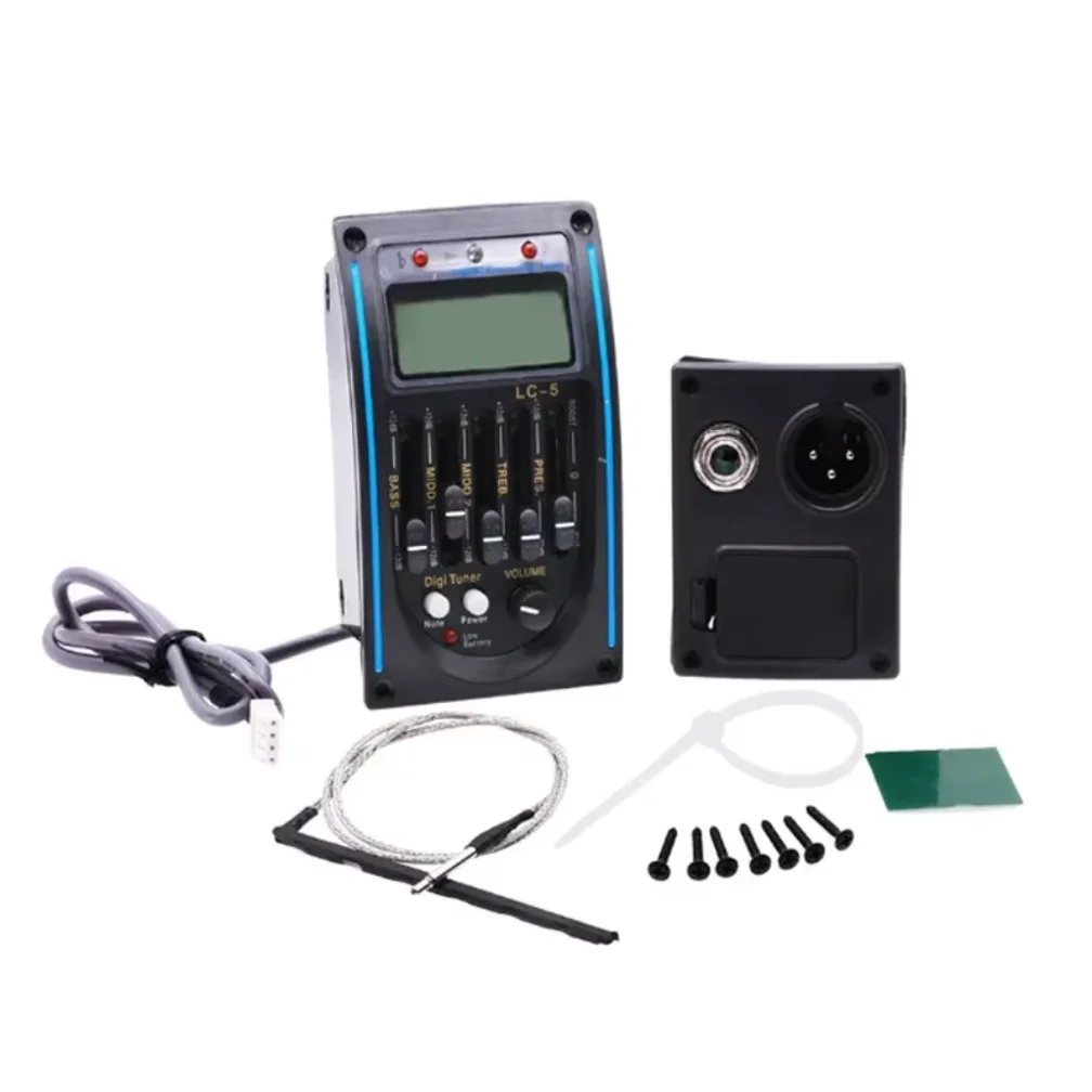 5 Band LC-5 with Micro Phone Acoustic Guitar Pickup Guitar EQ Preamp EQ Equalizer Piezo Pickup Tuner LCD for Acoustic Guitar