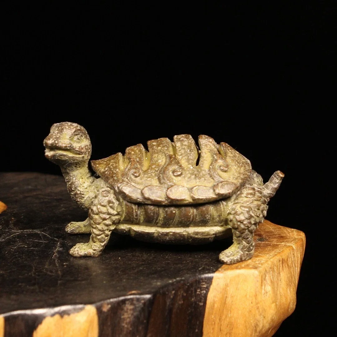 Chinese Brass Turtle Incense Burner Vintage Animal Sculpture Feng Shui Lucky Longevity Amulet Home Decor Gift