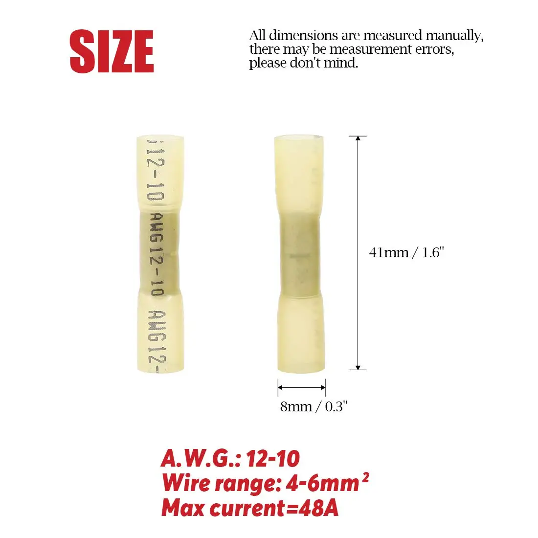 500/100PCS Heat Shrink Crimp Terminals Insulated Butt Electrical Splice Wire Connectors Cable Crimp Terminal Connector AWG 26-10