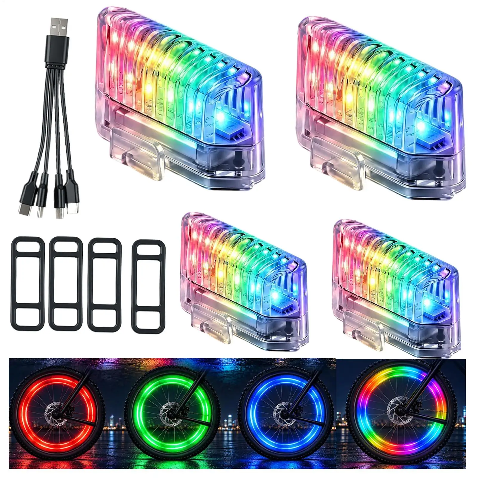 LED Bicycle Spoke Lights Bicycle Tire Lamp Night Riding Safety Spoke Light for Outdoor Adventure Mountain Road