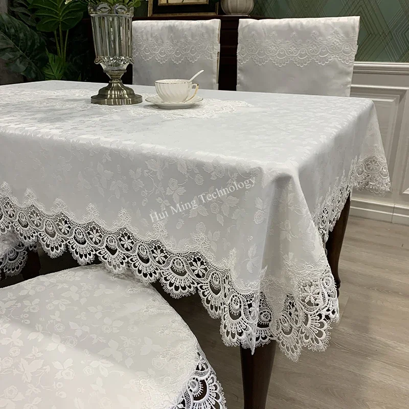 Tablecloth Rectangle Luxury Embroidery Lace Round Table Cover Flower Elegant Table JuppeTable Dining Cloth Table Flag Towels