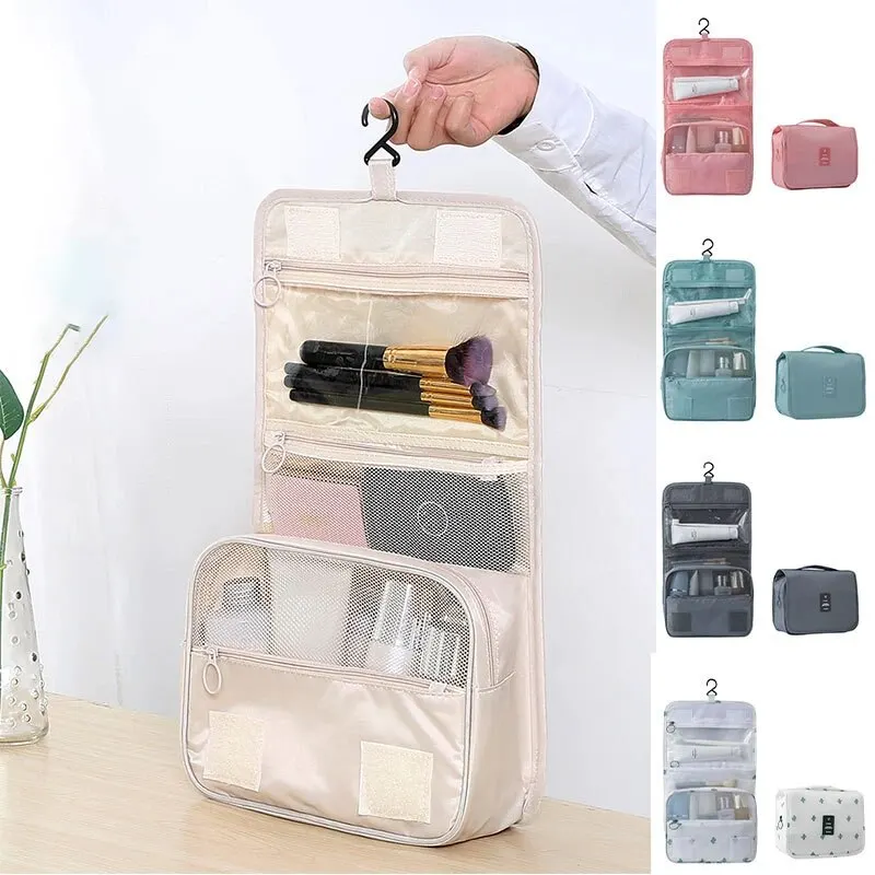 Borsa da viaggio multifunzionale per il trucco da appendere con borsa lavabile da appendere borsa portaoggetti portatile per la separazione bagnata