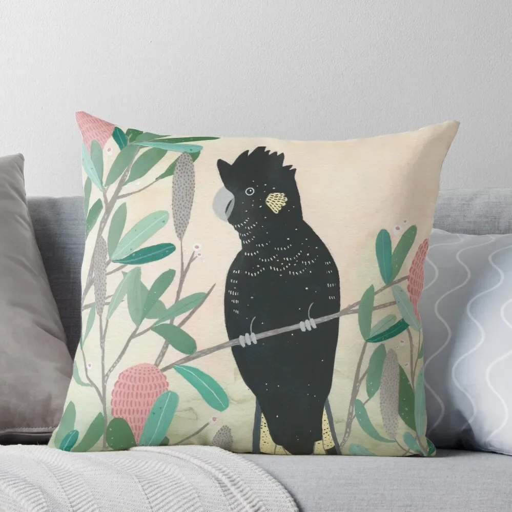 

Australian Black Cockatoo Throw Pillow Plaid Sofa Christmas Pillowcase Elastic Cover For Sofa