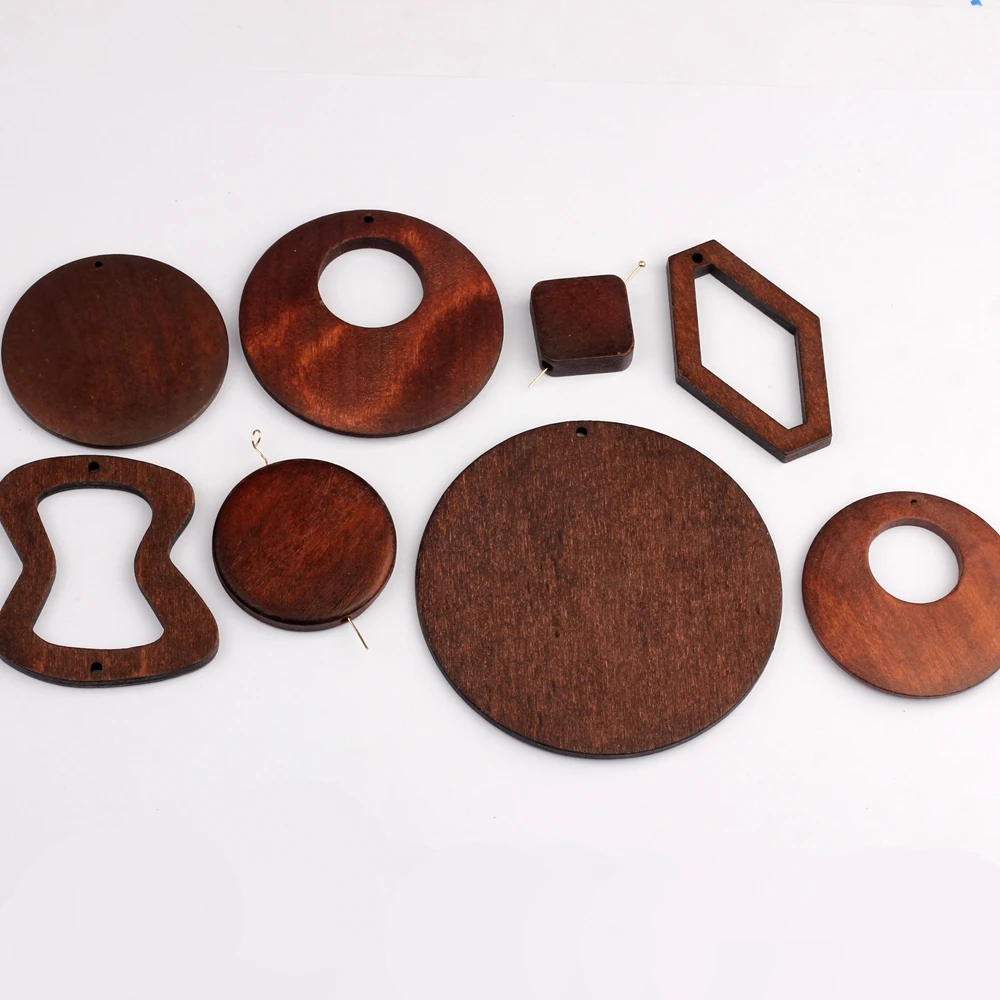 Retro Woodiness Drop Earrings Accessories Geometric Round Shape Charms Connector 6pcs/lot For DIY Earrings Making Accessories