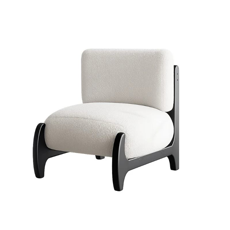 LMMM Cream Wind Solid Wood Single Sofa Chair Bedroom Lazy Living Room Balcony Simple