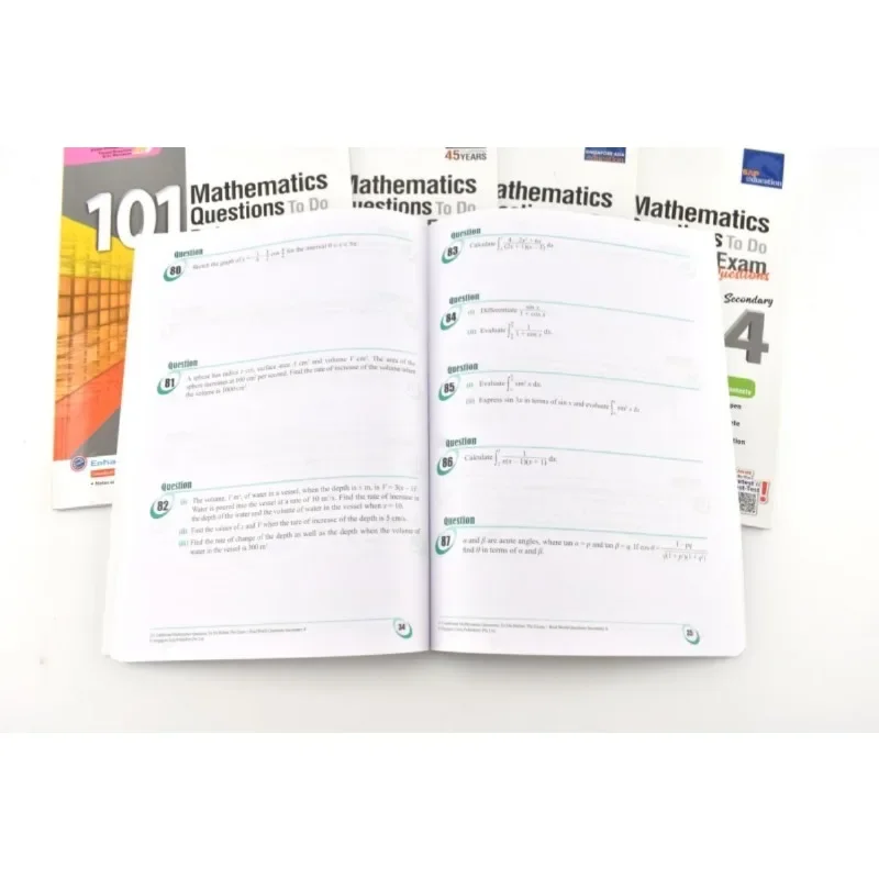 Set of 5 English SAP 101 Mathematics Questions To Do Before The Exam Children's Learning Books Teaching Books Exercise Books