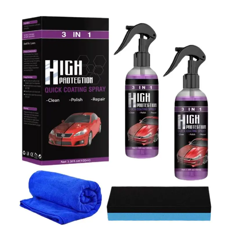 

3 In 1 Car Coating Spray High Protection Refurbisher Polish Spray For Car Waterless Wash & Wax Hydrophobic Top Coat Polish