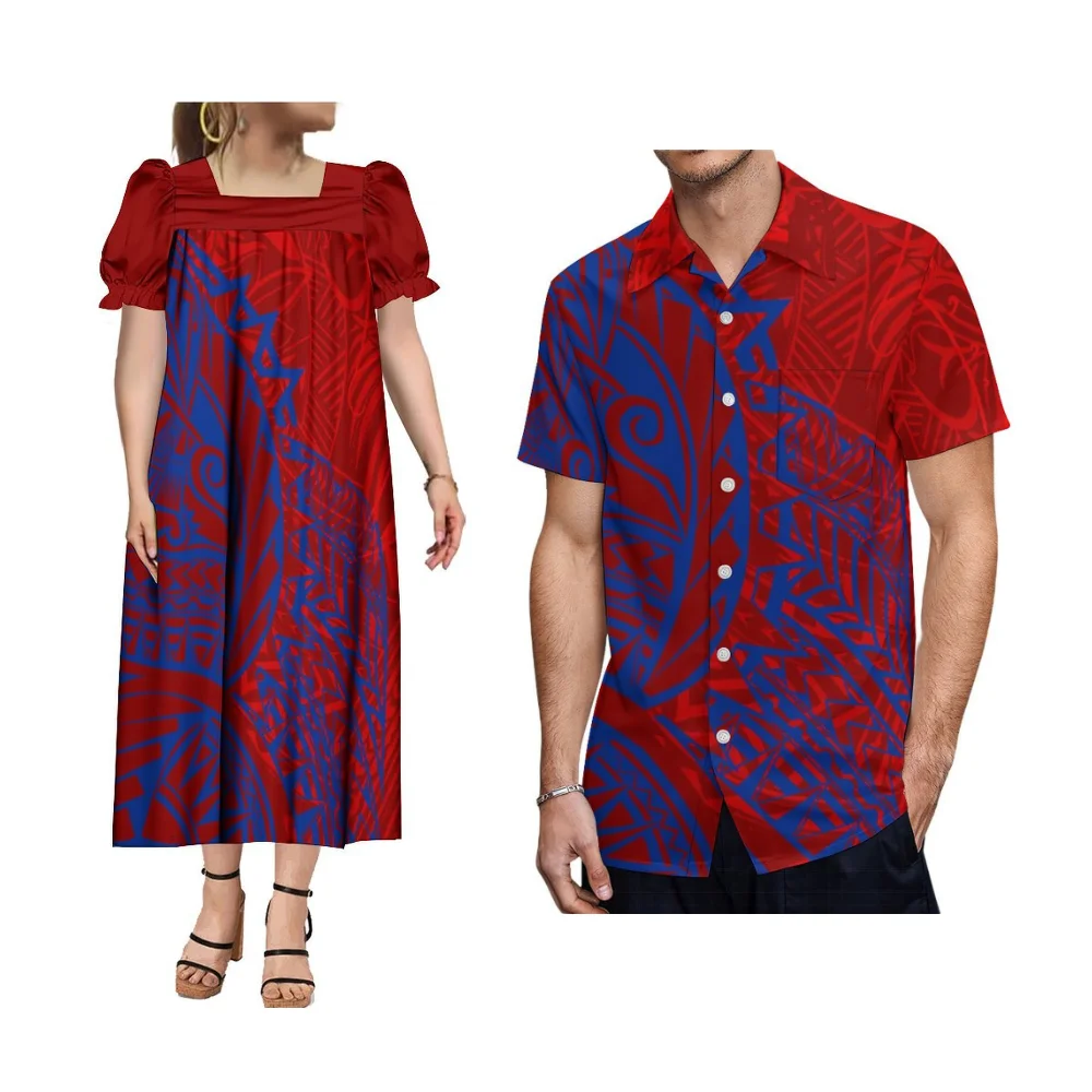 فساتين نسائية عالية الجودة مصنوعة حسب الطلب من جزر ميكرونيزيا قمصان رجالية من شواطئ هاواي ومجموعات الأزواج