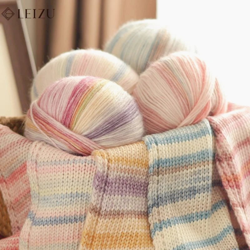 

Gradient Color Cake Thread Cloud Line Glass Cloud Cotton Nitrile Wool Yarn Hand Woven Crochet Shawl for DIY Sewing Scarf Thread