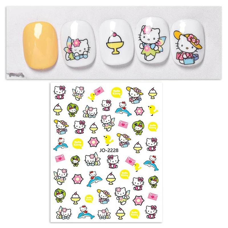 Sanrio HelloKitty 3D Nail Art Aufkleber Nagelaufkleber für Nägel Cartoon Hello Kitty Maniküre Design DIY Happy Accessoires