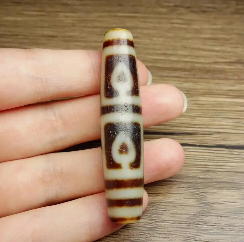 Ancient Tibetan DZI Beads Old Agate Bodhi 4 Eye Totem Amulet Pendant #4275