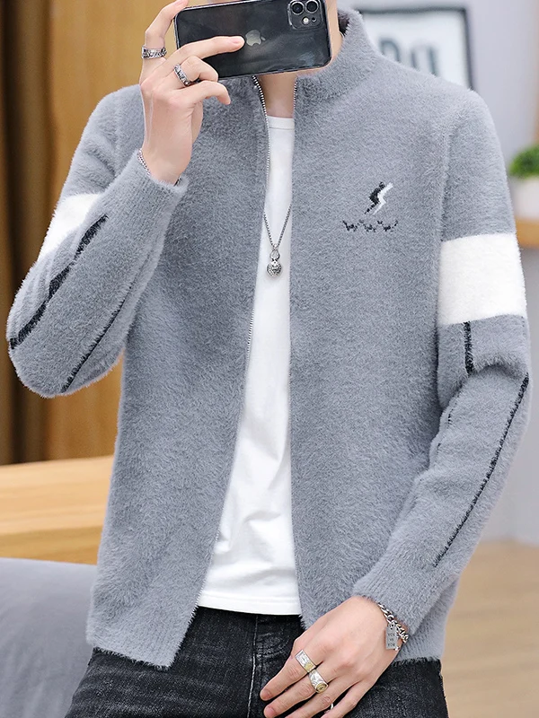 

Men's Thiened Fce Knitted Cardigan Sweater Coat Autumn Winter Sli Personali Warm Casual Sle Inner Wear Jaet