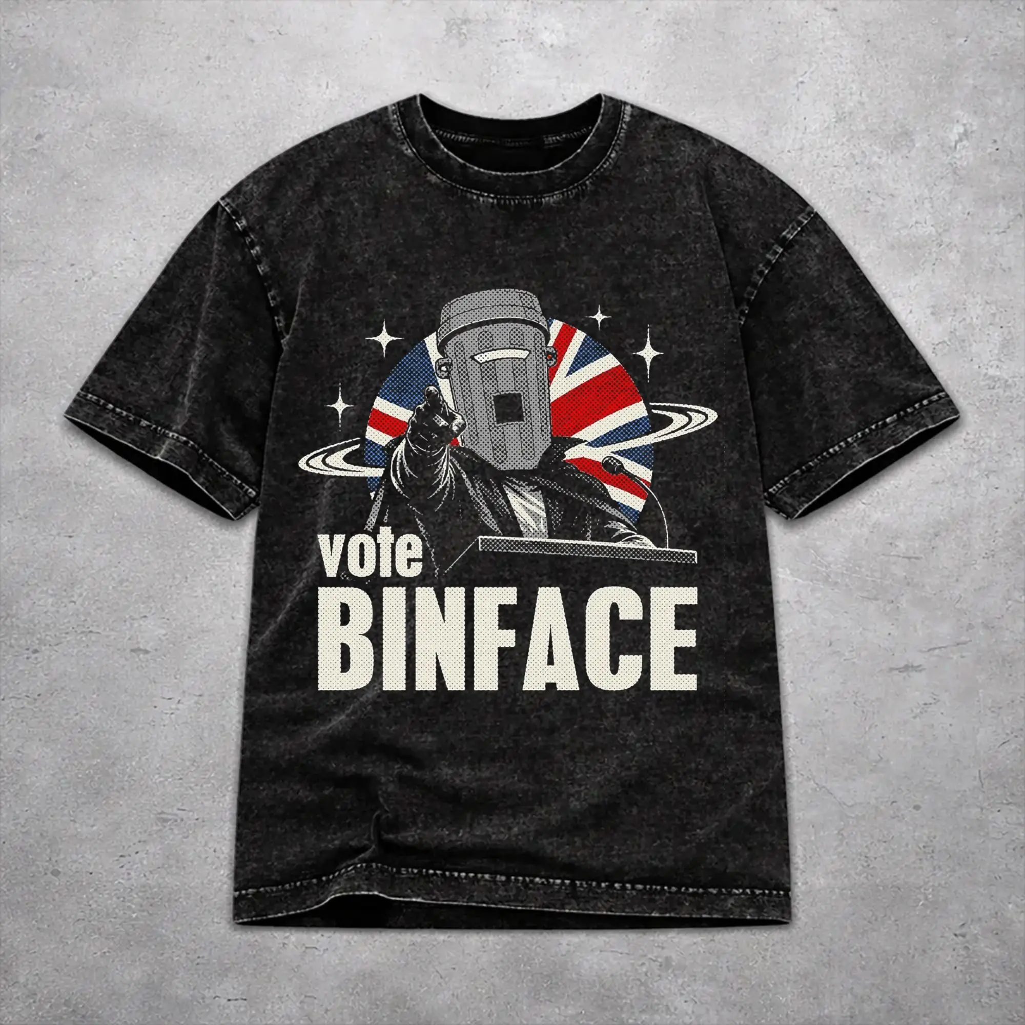 Vote Count Binface For Prime Minister  Washed T Shirt Novelty Streetwear for Men Women  Hiphop T-Shirts 100% Cotton