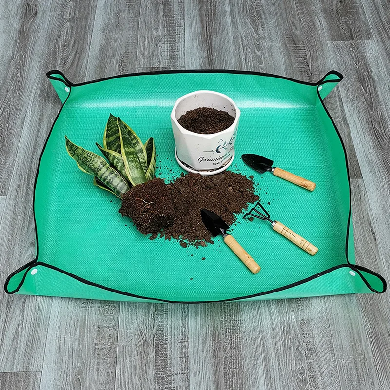 Tapetes para trasplante de macetas, estera para plantar y jardinería, estera para repottar plantas de PE, almohadilla plegable impermeable para macetas de jardinería