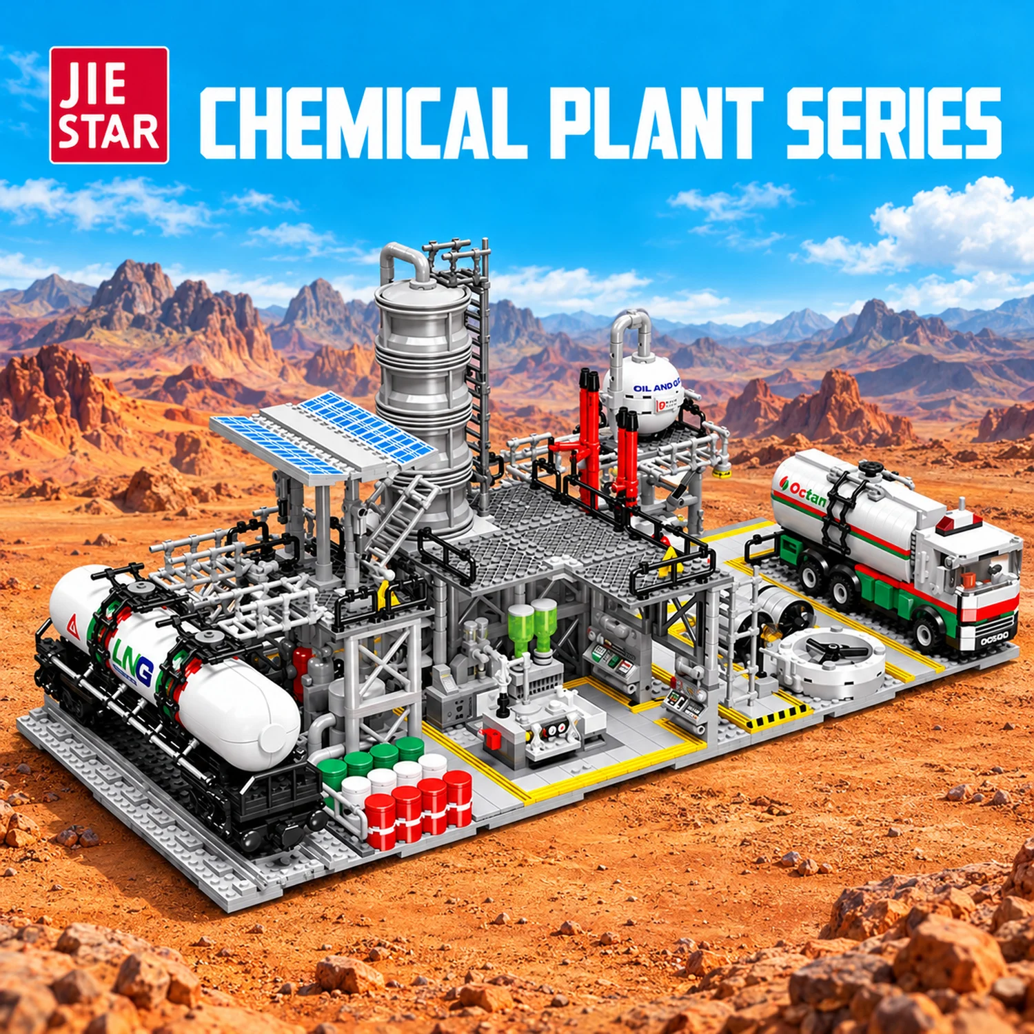 700+ PCS MOC Oil and Gas Chemical Plant Architecture Building Block Toy Chemical Plant Three-in-One Toy DIY Ideal Gift for Adult