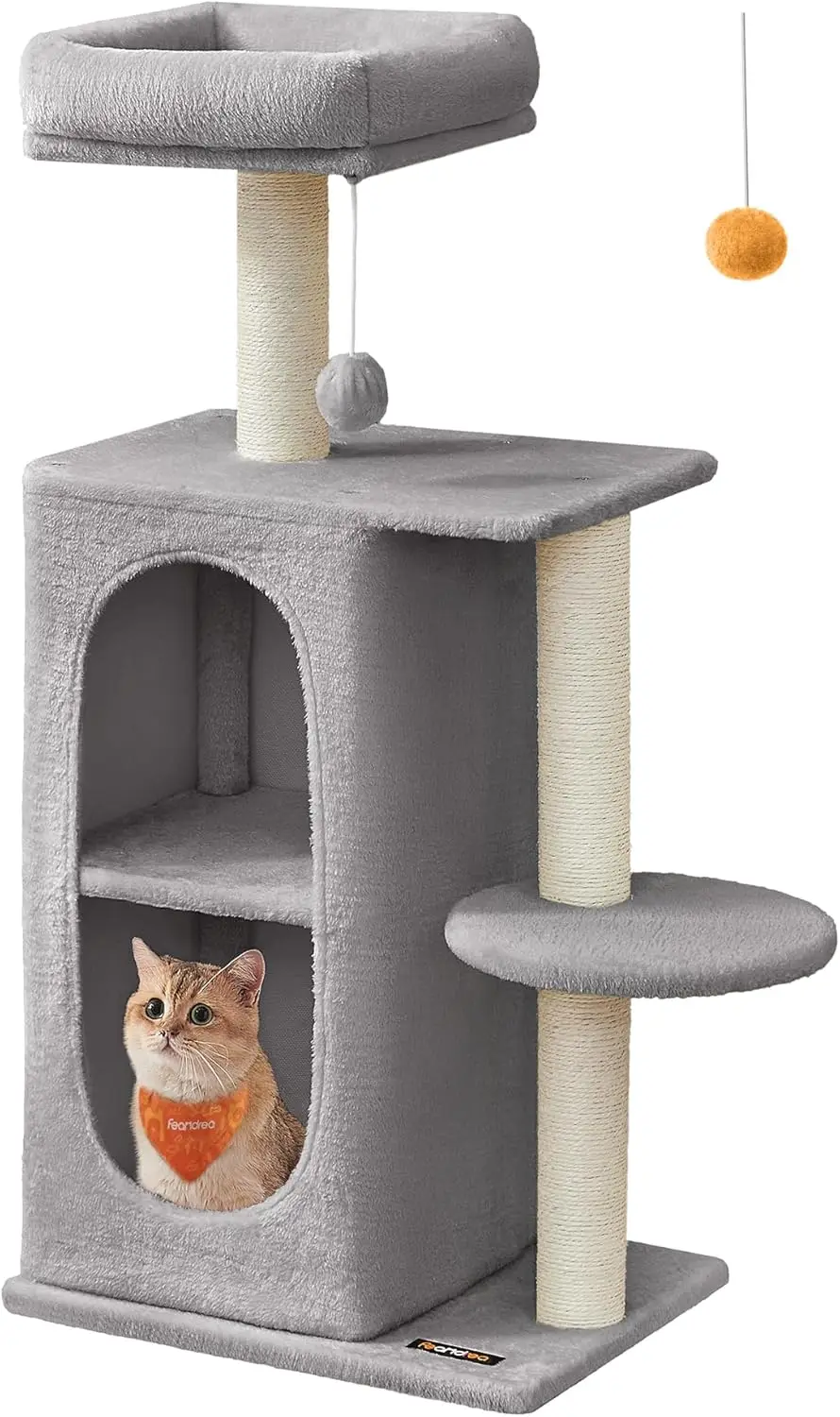 

Cat Tree, Small Cat Tower for Indoor Cats, Plush Cat Caves with Perch, Scratching Posts, for Small Spaces, Kittens, Ligh